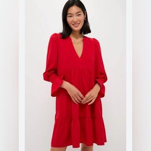 POMANDER PLACE Red Crepe V-neck Kenzo Dress size S